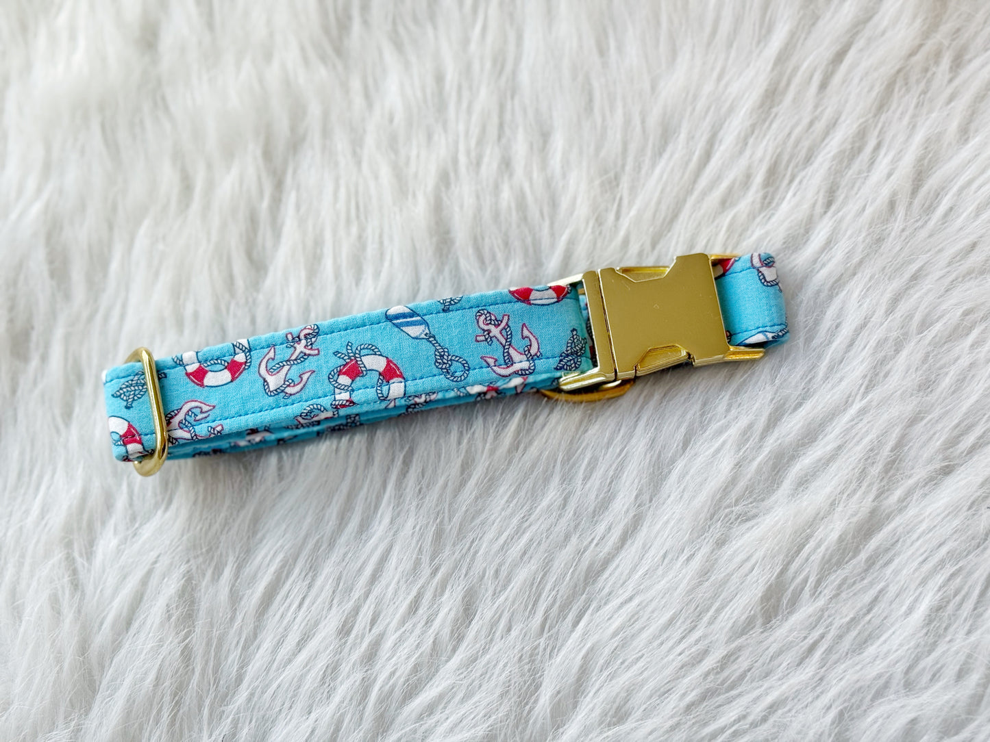 Ready to ship - Blue Nautical Themed Collar - 12"-18"