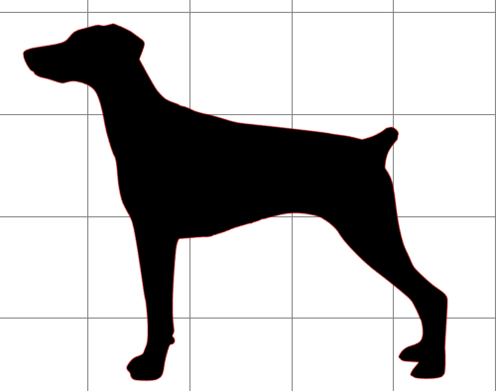 Doberman Silhouette (Natural Ears - Docked Tail) (Decal)