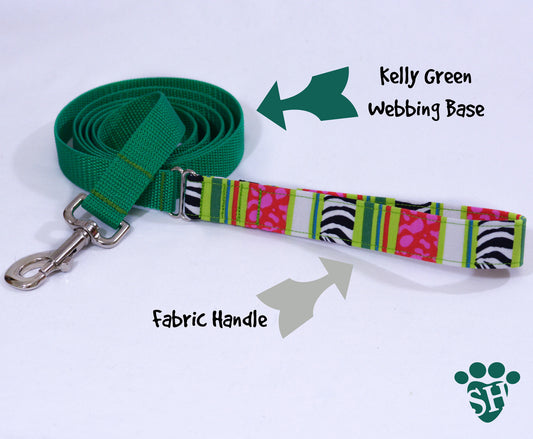 Hybrid Dog Leash - Fabric Handle with a Webbing Base (Pick your fabric & webbing!)