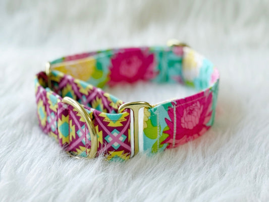Ready to ship - Floral Two Toned Fabric Martingale 15"-21"