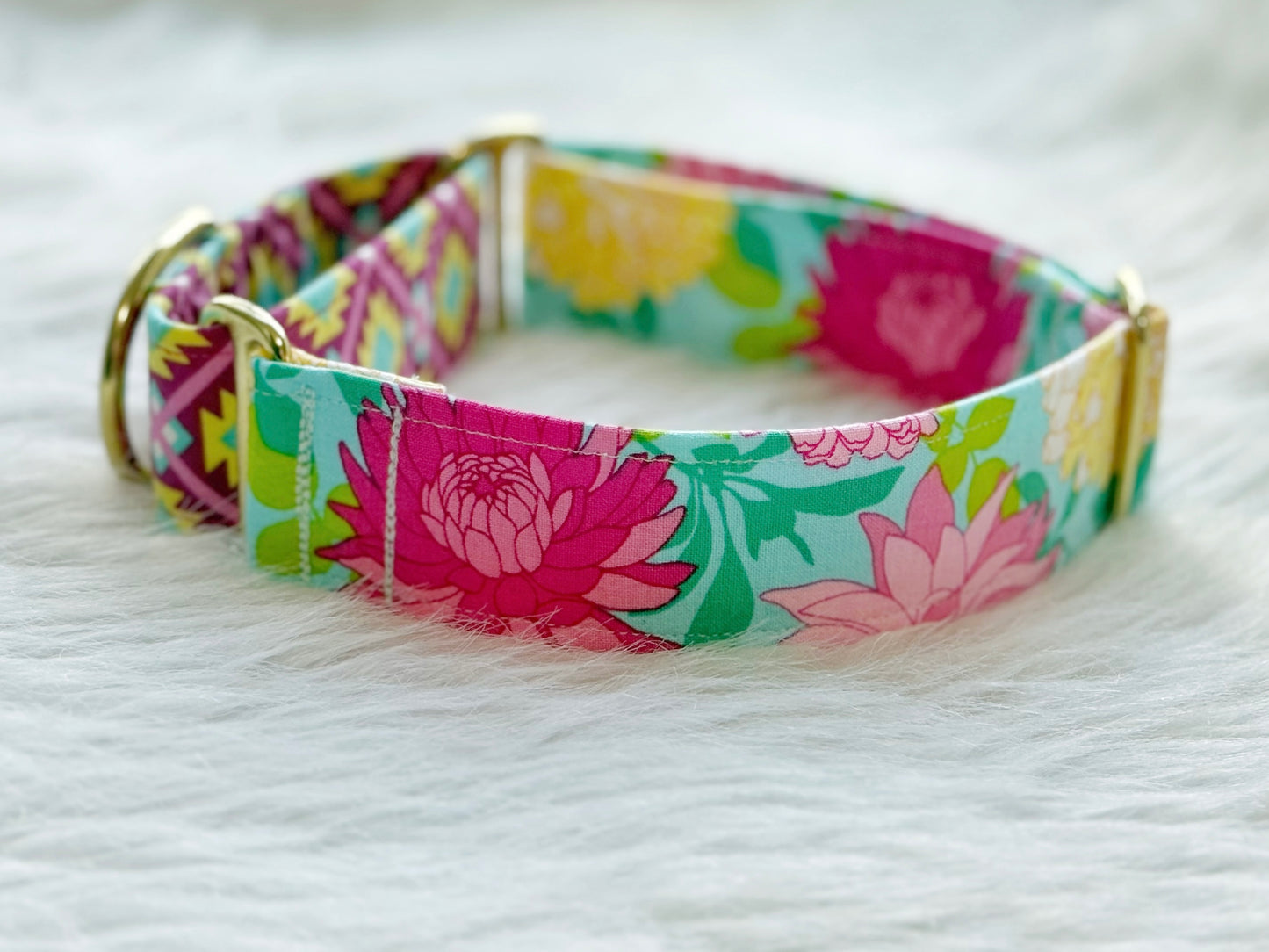 Ready to ship - Floral Two Toned Fabric Martingale 15"-21"