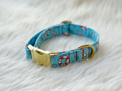 Ready to ship - Blue Nautical Themed Collar - 12"-18"
