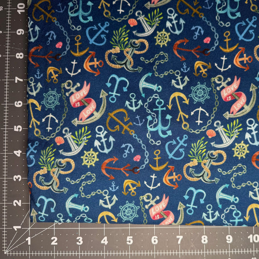 Sample Sale Collar - anchor mash up on blue