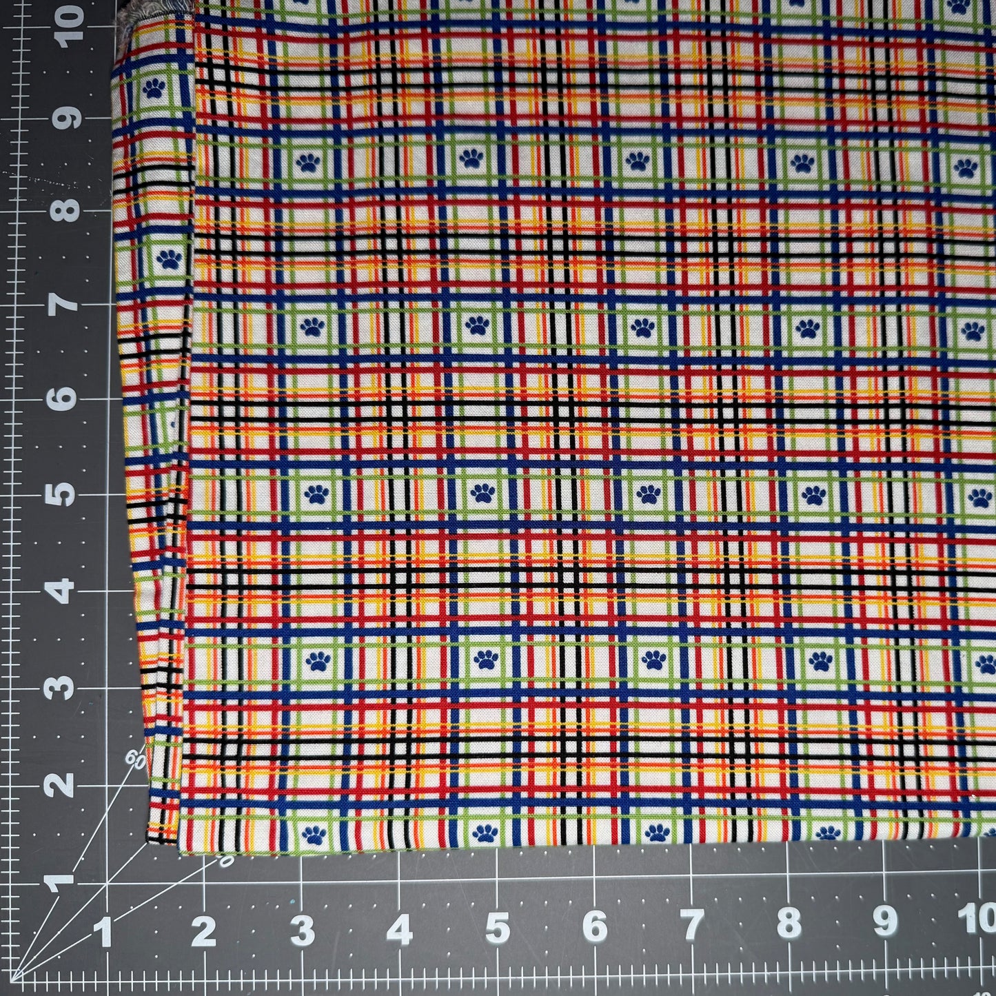 Sample Sale Collar - Colorful plaid with paw prints