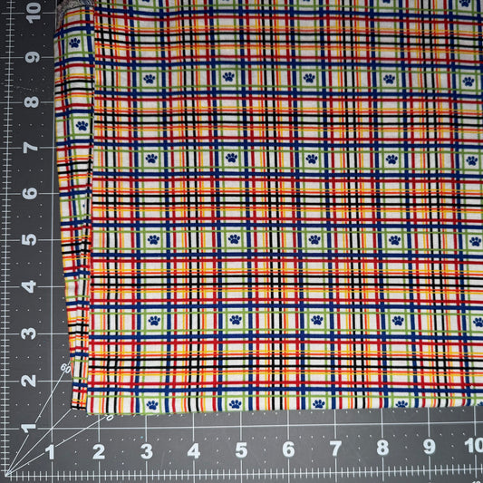 Sample Sale Collar - Colorful plaid with paw prints