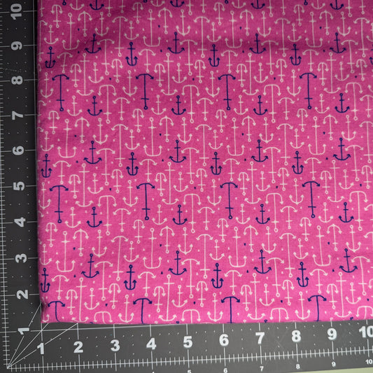 Sample Sale Collar - white and blue anchors on pink