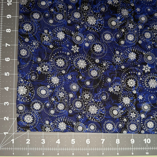Sample Sale Collar - Metallic silver snowflakes on dark blue