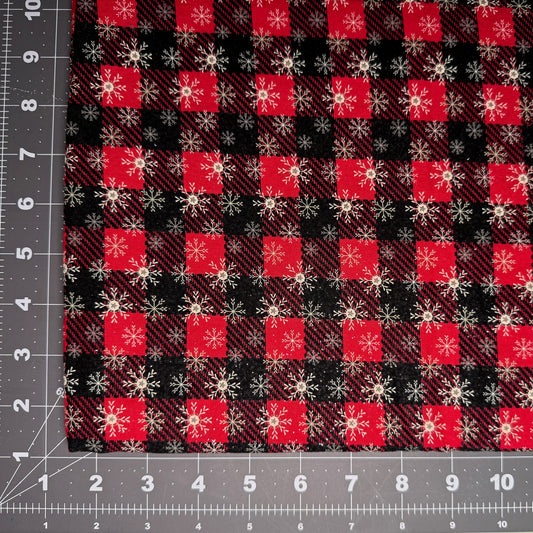Sample Sale Collar - Snowflakes on red plaid sparkly