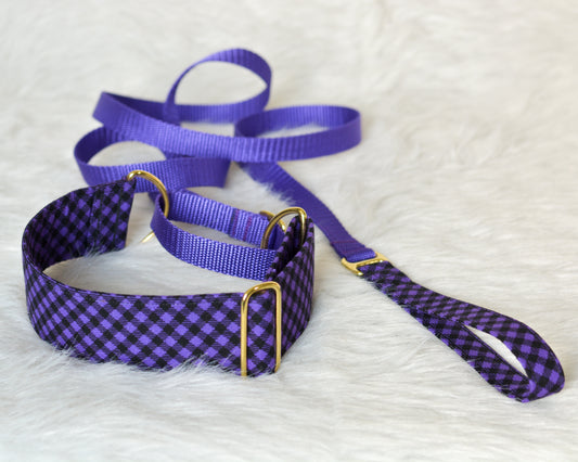Purple & Black Gingham Collar