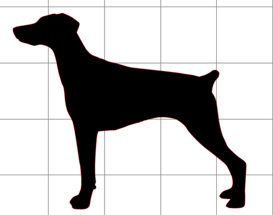Doberman Silhouette (Natural Ears - Docked Tail) (Decal)